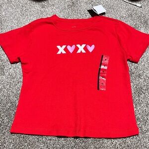 Vibrant Red Kids Tee with Heart and Letter Design
